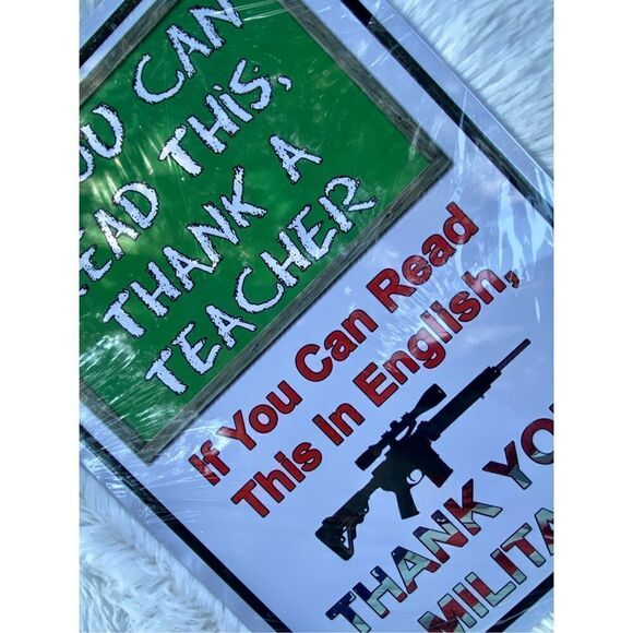 NWT NEW “THANK YOUR MILITARY” Metal Tin Sign Plaque Rustic Iron Store - Picture 6 of 7